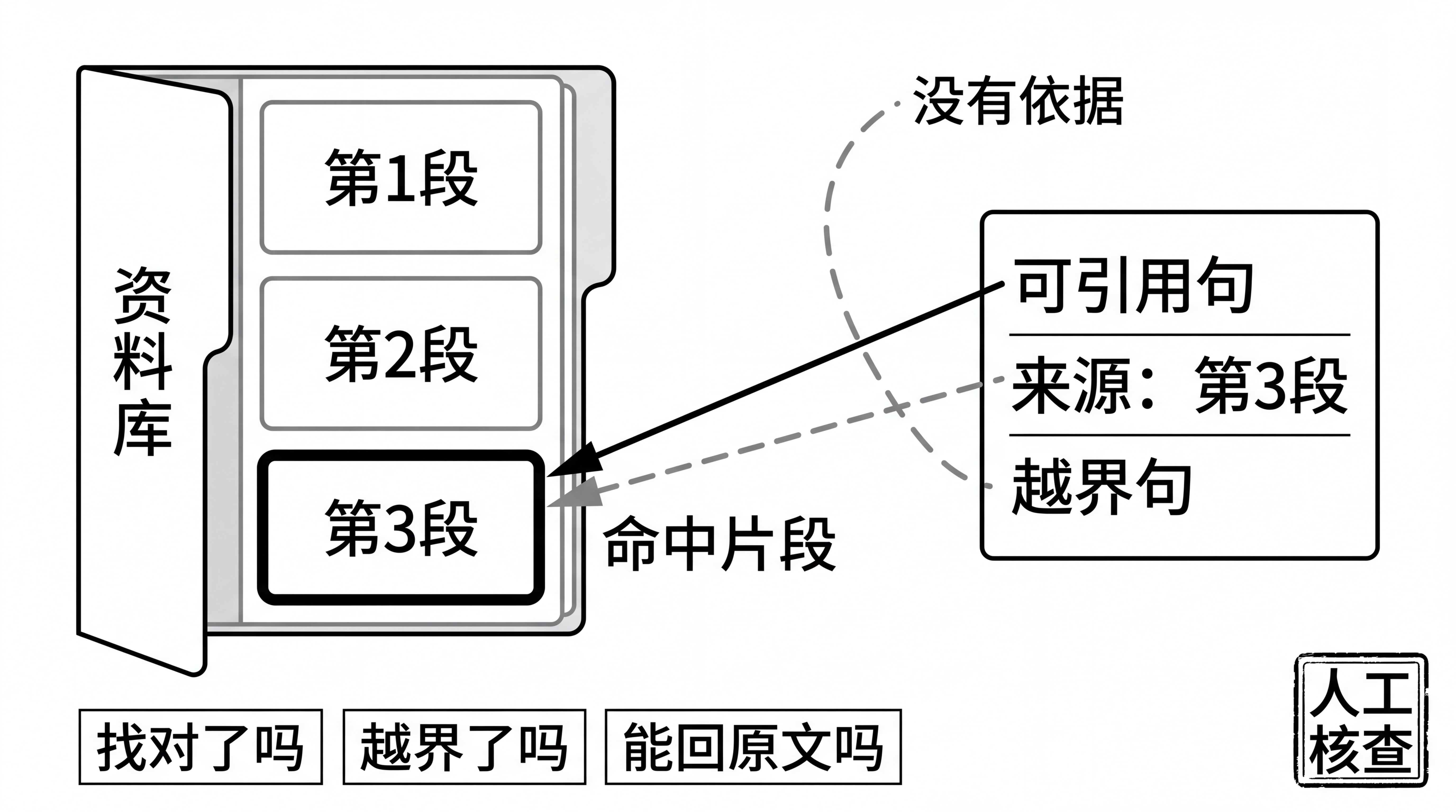 图8-1 RAG 证据链剖面：问题、片段、回答与出处